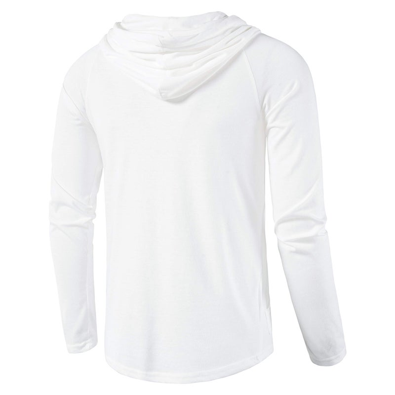 SIR7 Men's Gym Workout Active Long Sleeve Pullover Lightweight Hoodie Casual Hooded Sweatshirts(White 2X-Large) - Image 3